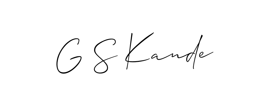 if you are searching for the best signature style for your name G S Kande. so please give up your signature search. here we have designed multiple signature styles  using Allison_Script. G S Kande signature style 2 images and pictures png