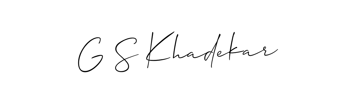 Use a signature maker to create a handwritten signature online. With this signature software, you can design (Allison_Script) your own signature for name G S Khadekar. G S Khadekar signature style 2 images and pictures png