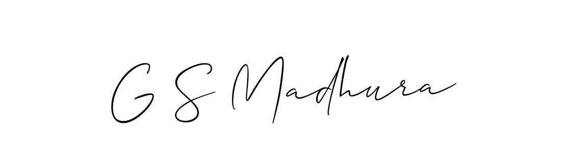 The best way (Allison_Script) to make a short signature is to pick only two or three words in your name. The name G S Madhura include a total of six letters. For converting this name. G S Madhura signature style 2 images and pictures png