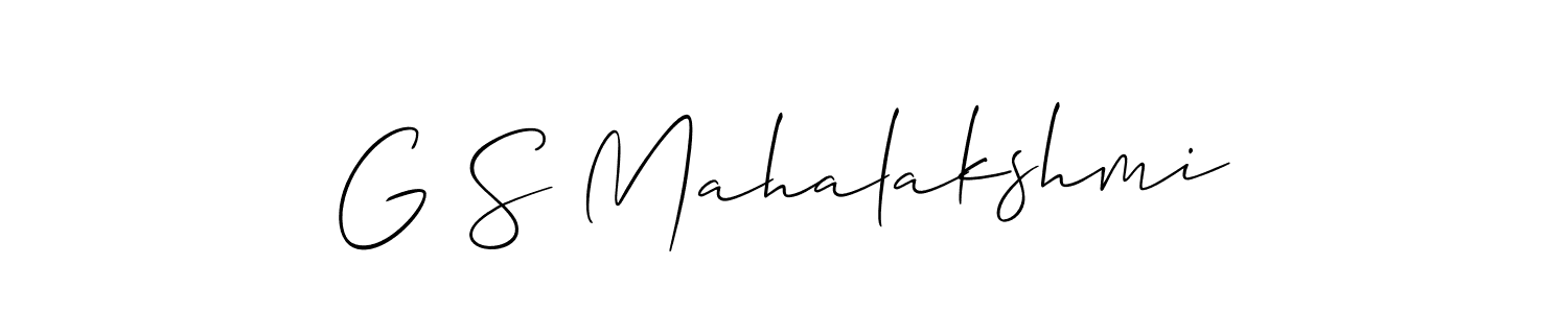 How to make G S Mahalakshmi name signature. Use Allison_Script style for creating short signs online. This is the latest handwritten sign. G S Mahalakshmi signature style 2 images and pictures png