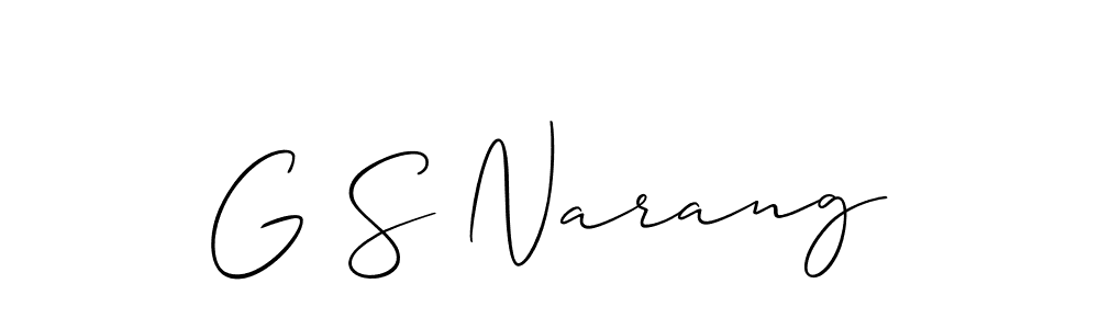 How to make G S Narang signature? Allison_Script is a professional autograph style. Create handwritten signature for G S Narang name. G S Narang signature style 2 images and pictures png