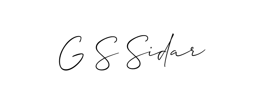 Also we have G S Sidar name is the best signature style. Create professional handwritten signature collection using Allison_Script autograph style. G S Sidar signature style 2 images and pictures png