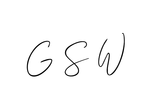 Also we have G S W name is the best signature style. Create professional handwritten signature collection using Allison_Script autograph style. G S W signature style 2 images and pictures png