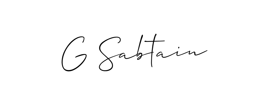 The best way (Allison_Script) to make a short signature is to pick only two or three words in your name. The name G Sabtain include a total of six letters. For converting this name. G Sabtain signature style 2 images and pictures png