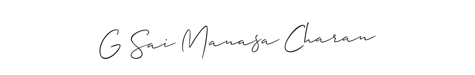 Use a signature maker to create a handwritten signature online. With this signature software, you can design (Allison_Script) your own signature for name G Sai Manasa Charan. G Sai Manasa Charan signature style 2 images and pictures png