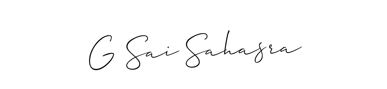 Also we have G Sai Sahasra name is the best signature style. Create professional handwritten signature collection using Allison_Script autograph style. G Sai Sahasra signature style 2 images and pictures png
