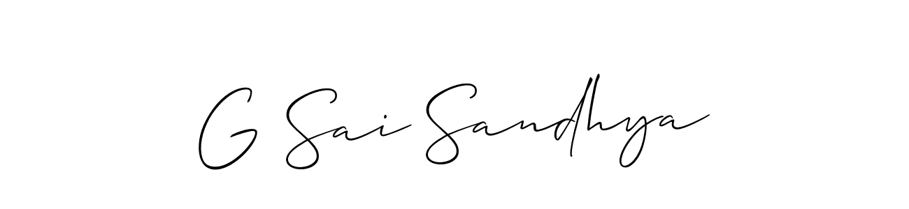 Use a signature maker to create a handwritten signature online. With this signature software, you can design (Allison_Script) your own signature for name G Sai Sandhya. G Sai Sandhya signature style 2 images and pictures png