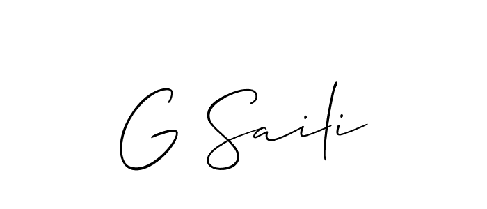 Use a signature maker to create a handwritten signature online. With this signature software, you can design (Allison_Script) your own signature for name G Saili. G Saili signature style 2 images and pictures png