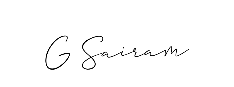 Also You can easily find your signature by using the search form. We will create G Sairam name handwritten signature images for you free of cost using Allison_Script sign style. G Sairam signature style 2 images and pictures png