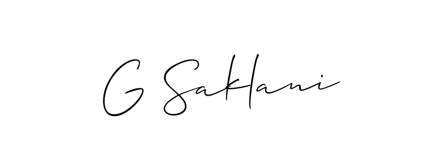 The best way (Allison_Script) to make a short signature is to pick only two or three words in your name. The name G Saklani include a total of six letters. For converting this name. G Saklani signature style 2 images and pictures png