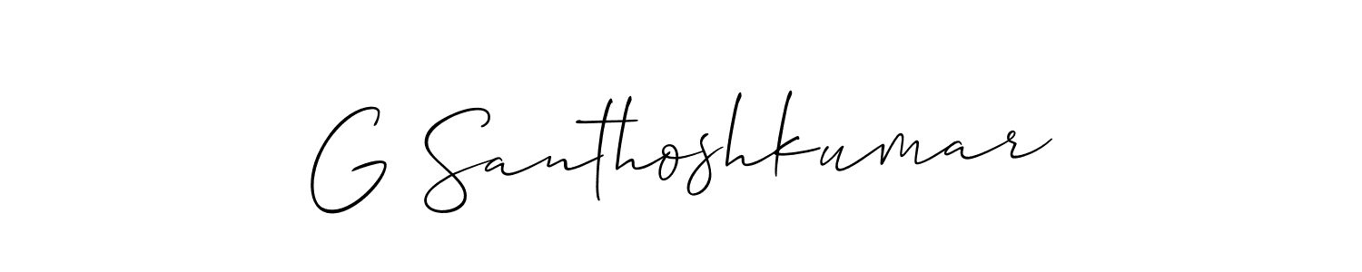 This is the best signature style for the G Santhoshkumar name. Also you like these signature font (Allison_Script). Mix name signature. G Santhoshkumar signature style 2 images and pictures png