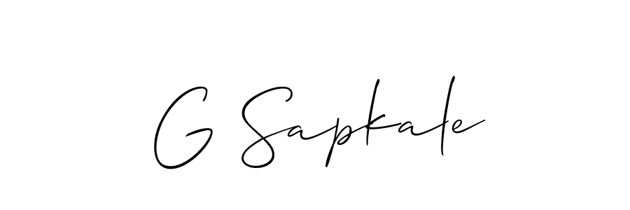 Also You can easily find your signature by using the search form. We will create G Sapkale name handwritten signature images for you free of cost using Allison_Script sign style. G Sapkale signature style 2 images and pictures png