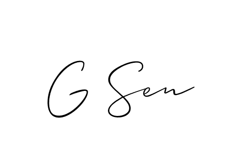 Also You can easily find your signature by using the search form. We will create G Sen name handwritten signature images for you free of cost using Allison_Script sign style. G Sen signature style 2 images and pictures png