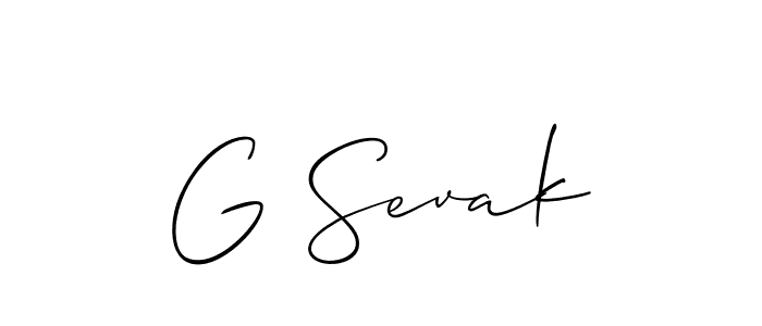 Also we have G Sevak name is the best signature style. Create professional handwritten signature collection using Allison_Script autograph style. G Sevak signature style 2 images and pictures png