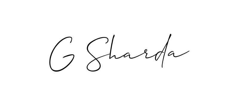 Design your own signature with our free online signature maker. With this signature software, you can create a handwritten (Allison_Script) signature for name G Sharda. G Sharda signature style 2 images and pictures png