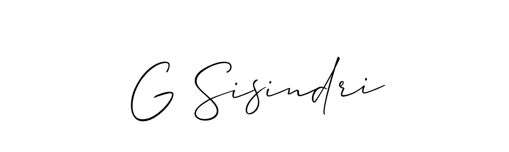 if you are searching for the best signature style for your name G Sisindri. so please give up your signature search. here we have designed multiple signature styles  using Allison_Script. G Sisindri signature style 2 images and pictures png