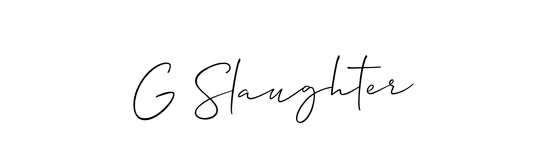 How to make G Slaughter name signature. Use Allison_Script style for creating short signs online. This is the latest handwritten sign. G Slaughter signature style 2 images and pictures png