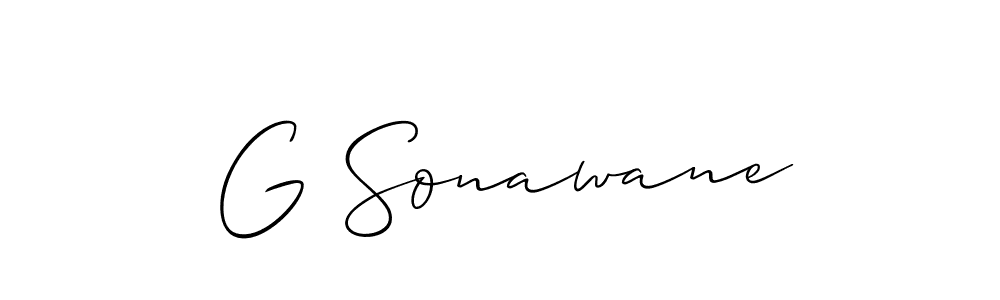 Allison_Script is a professional signature style that is perfect for those who want to add a touch of class to their signature. It is also a great choice for those who want to make their signature more unique. Get G Sonawane name to fancy signature for free. G Sonawane signature style 2 images and pictures png