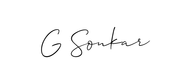 How to make G Sonkar name signature. Use Allison_Script style for creating short signs online. This is the latest handwritten sign. G Sonkar signature style 2 images and pictures png