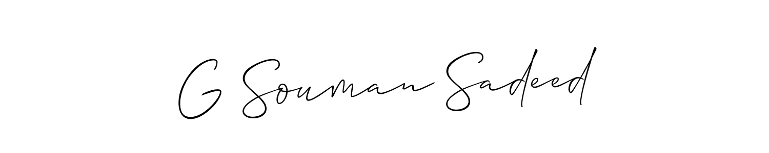 Make a beautiful signature design for name G Souman Sadeed. With this signature (Allison_Script) style, you can create a handwritten signature for free. G Souman Sadeed signature style 2 images and pictures png