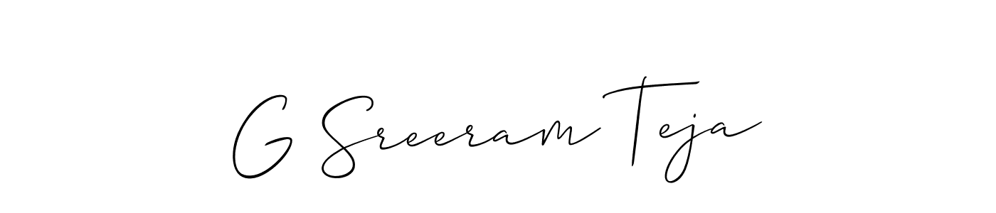 This is the best signature style for the G Sreeram Teja name. Also you like these signature font (Allison_Script). Mix name signature. G Sreeram Teja signature style 2 images and pictures png