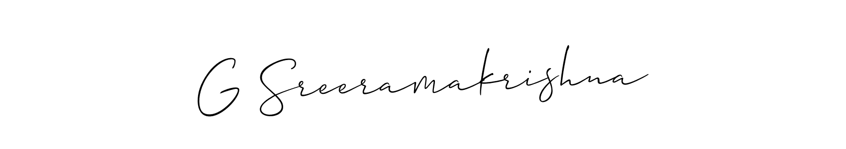 Also You can easily find your signature by using the search form. We will create G Sreeramakrishna name handwritten signature images for you free of cost using Allison_Script sign style. G Sreeramakrishna signature style 2 images and pictures png