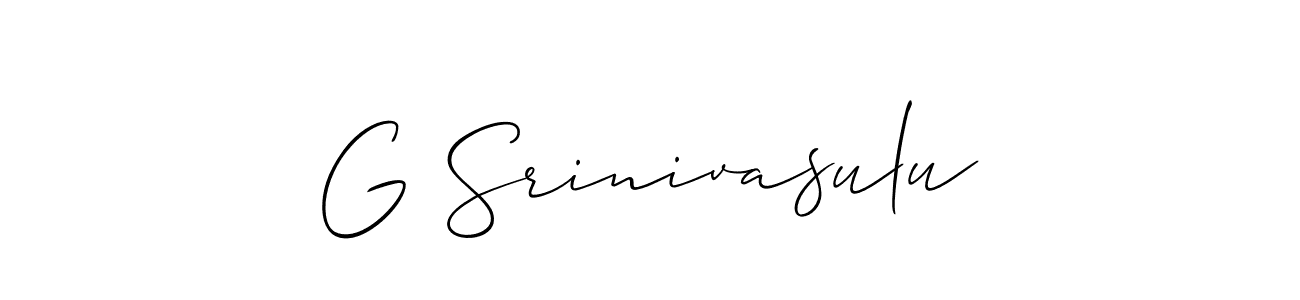 How to make G Srinivasulu name signature. Use Allison_Script style for creating short signs online. This is the latest handwritten sign. G Srinivasulu signature style 2 images and pictures png