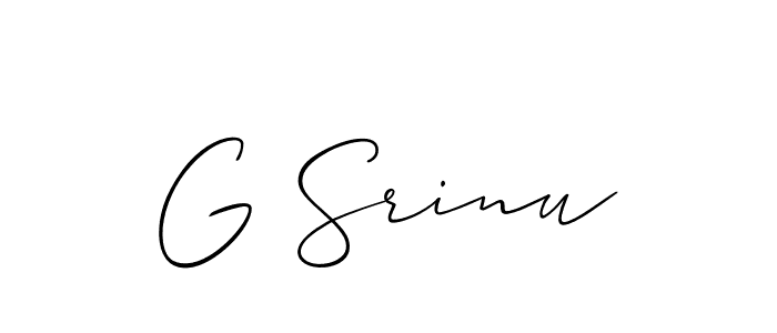 The best way (Allison_Script) to make a short signature is to pick only two or three words in your name. The name G Srinu include a total of six letters. For converting this name. G Srinu signature style 2 images and pictures png