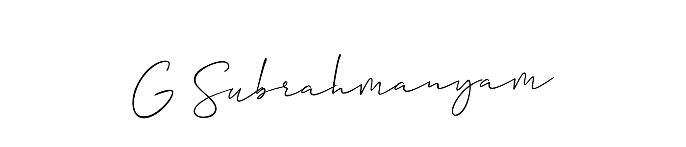 Create a beautiful signature design for name G Subrahmanyam. With this signature (Allison_Script) fonts, you can make a handwritten signature for free. G Subrahmanyam signature style 2 images and pictures png