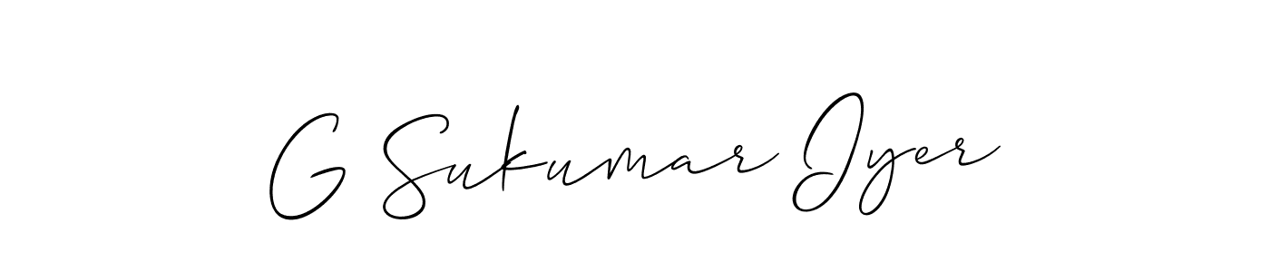 Make a beautiful signature design for name G Sukumar Iyer. With this signature (Allison_Script) style, you can create a handwritten signature for free. G Sukumar Iyer signature style 2 images and pictures png