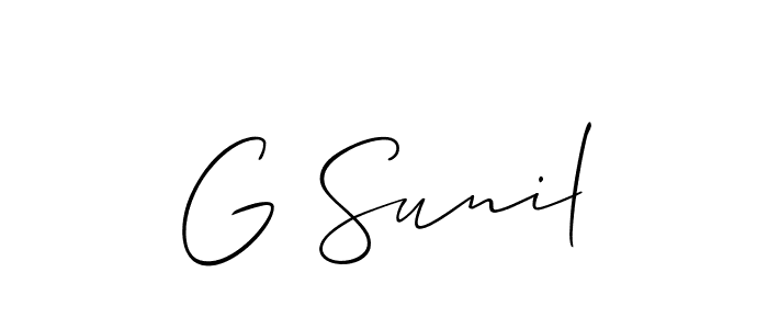 How to make G Sunil name signature. Use Allison_Script style for creating short signs online. This is the latest handwritten sign. G Sunil signature style 2 images and pictures png