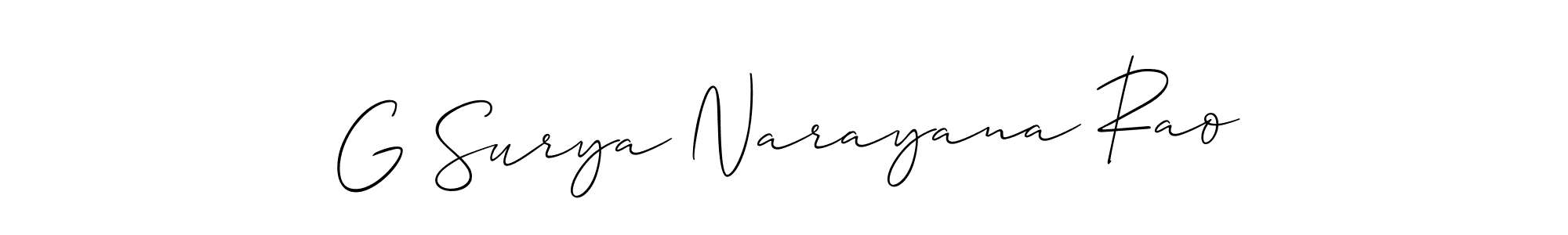 Design your own signature with our free online signature maker. With this signature software, you can create a handwritten (Allison_Script) signature for name G Surya Narayana Rao. G Surya Narayana Rao signature style 2 images and pictures png
