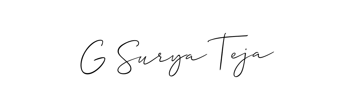 Also we have G Surya Teja name is the best signature style. Create professional handwritten signature collection using Allison_Script autograph style. G Surya Teja signature style 2 images and pictures png