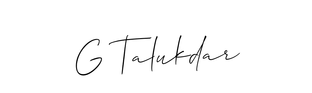 Make a beautiful signature design for name G Talukdar. With this signature (Allison_Script) style, you can create a handwritten signature for free. G Talukdar signature style 2 images and pictures png