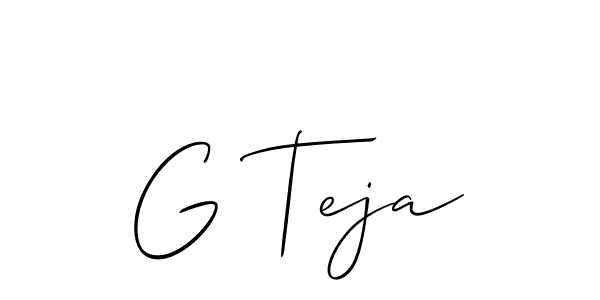 How to make G Teja name signature. Use Allison_Script style for creating short signs online. This is the latest handwritten sign. G Teja signature style 2 images and pictures png