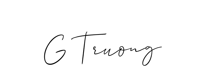 It looks lik you need a new signature style for name G Truong. Design unique handwritten (Allison_Script) signature with our free signature maker in just a few clicks. G Truong signature style 2 images and pictures png