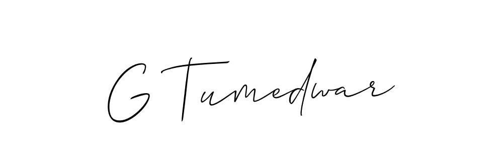 How to make G Tumedwar name signature. Use Allison_Script style for creating short signs online. This is the latest handwritten sign. G Tumedwar signature style 2 images and pictures png