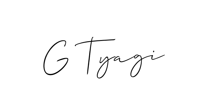 Allison_Script is a professional signature style that is perfect for those who want to add a touch of class to their signature. It is also a great choice for those who want to make their signature more unique. Get G Tyagi name to fancy signature for free. G Tyagi signature style 2 images and pictures png