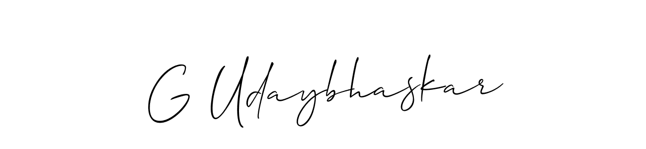 How to make G Udaybhaskar name signature. Use Allison_Script style for creating short signs online. This is the latest handwritten sign. G Udaybhaskar signature style 2 images and pictures png
