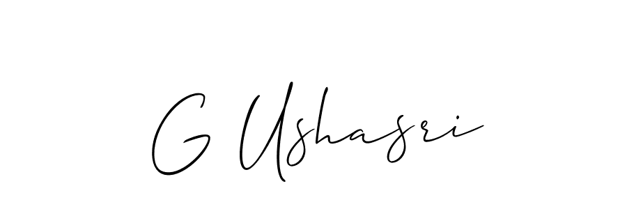 How to make G Ushasri name signature. Use Allison_Script style for creating short signs online. This is the latest handwritten sign. G Ushasri signature style 2 images and pictures png