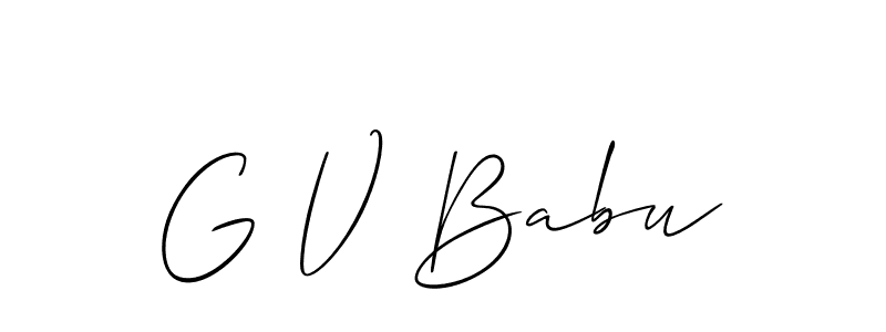 Use a signature maker to create a handwritten signature online. With this signature software, you can design (Allison_Script) your own signature for name G V Babu. G V Babu signature style 2 images and pictures png