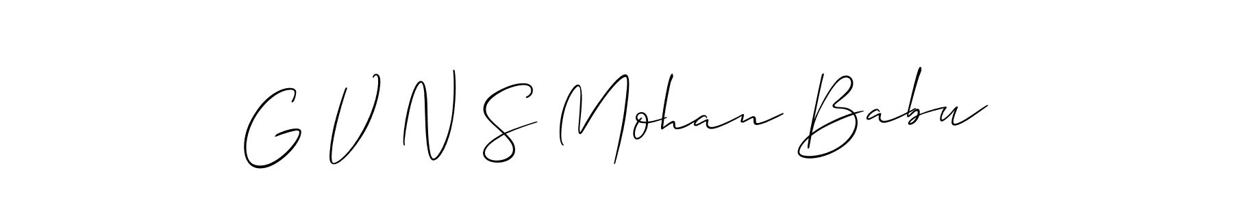 if you are searching for the best signature style for your name G V N S Mohan Babu. so please give up your signature search. here we have designed multiple signature styles  using Allison_Script. G V N S Mohan Babu signature style 2 images and pictures png