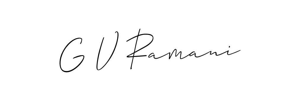 Make a beautiful signature design for name G V Ramani. With this signature (Allison_Script) style, you can create a handwritten signature for free. G V Ramani signature style 2 images and pictures png
