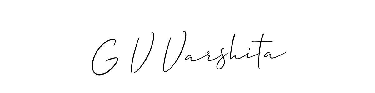 How to make G V Varshita name signature. Use Allison_Script style for creating short signs online. This is the latest handwritten sign. G V Varshita signature style 2 images and pictures png