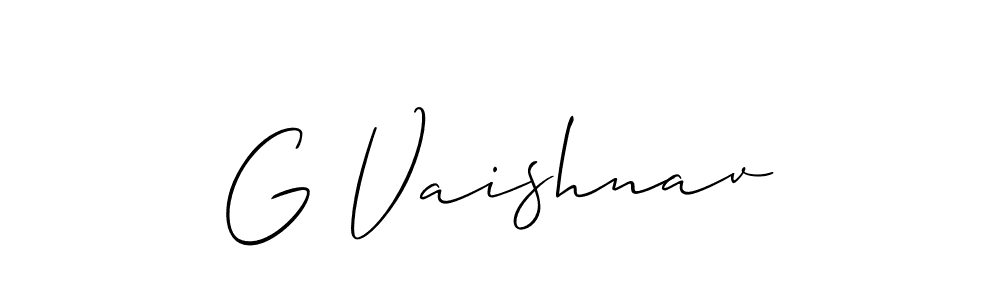 The best way (Allison_Script) to make a short signature is to pick only two or three words in your name. The name G Vaishnav include a total of six letters. For converting this name. G Vaishnav signature style 2 images and pictures png