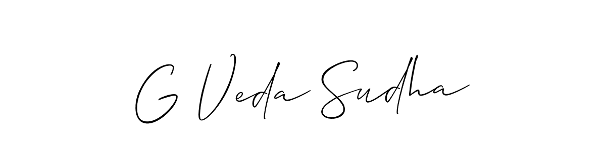 Make a short G Veda Sudha signature style. Manage your documents anywhere anytime using Allison_Script. Create and add eSignatures, submit forms, share and send files easily. G Veda Sudha signature style 2 images and pictures png