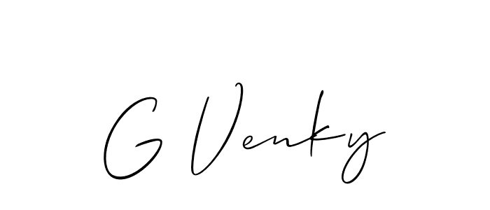 It looks lik you need a new signature style for name G Venky. Design unique handwritten (Allison_Script) signature with our free signature maker in just a few clicks. G Venky signature style 2 images and pictures png