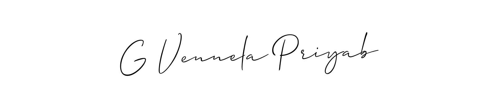 You can use this online signature creator to create a handwritten signature for the name G Vennela Priyab. This is the best online autograph maker. G Vennela Priyab signature style 2 images and pictures png
