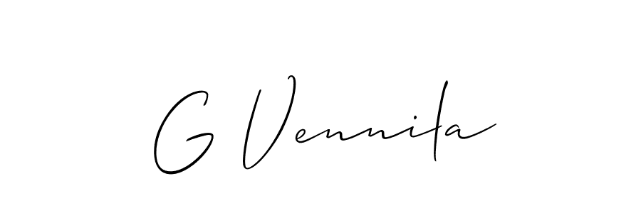 How to make G Vennila name signature. Use Allison_Script style for creating short signs online. This is the latest handwritten sign. G Vennila signature style 2 images and pictures png