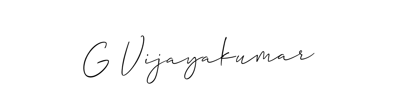 Allison_Script is a professional signature style that is perfect for those who want to add a touch of class to their signature. It is also a great choice for those who want to make their signature more unique. Get G Vijayakumar name to fancy signature for free. G Vijayakumar signature style 2 images and pictures png